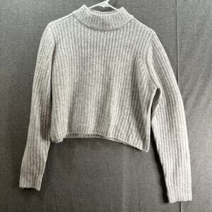 Garage Turtleneck Gray Sweater Womens Medium Short Knitted Pullover